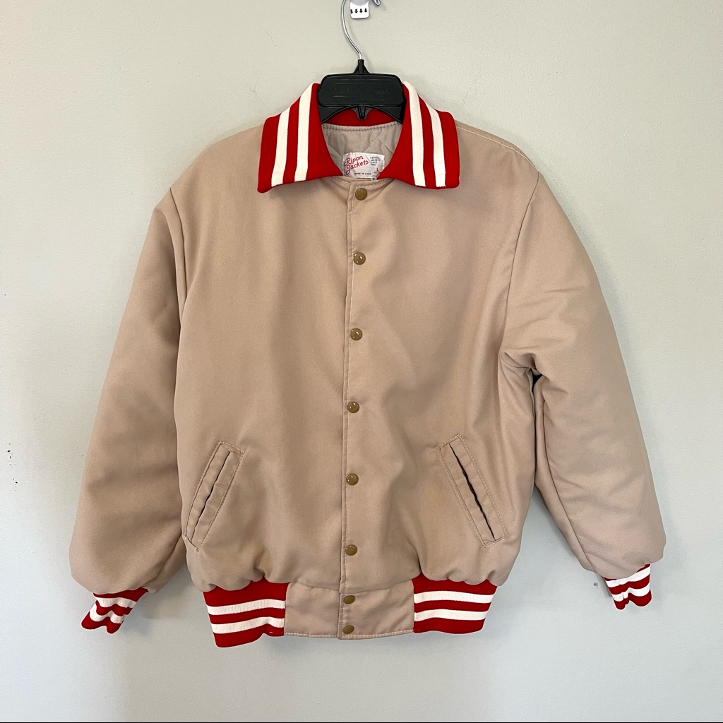 Vintage Ripon Jackets Lined Button Down Varsity Men Size Large.